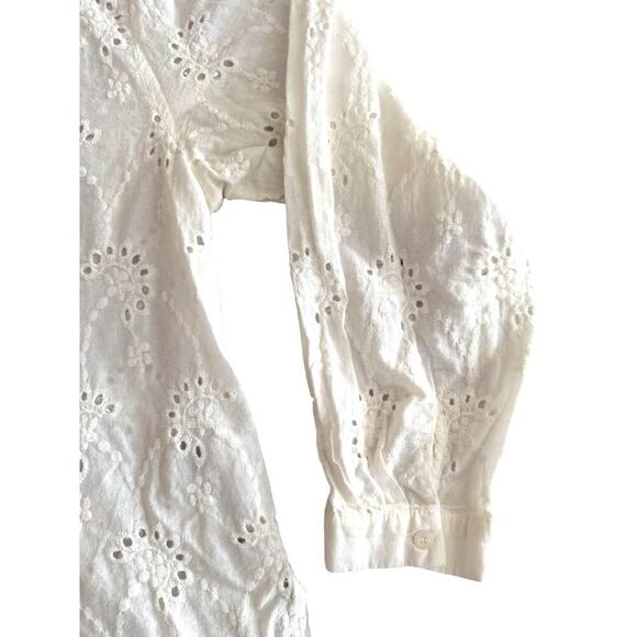 Adrianna Papell White Eyelet Button-Up Blouse Women’s XL - Picture 8 of 9